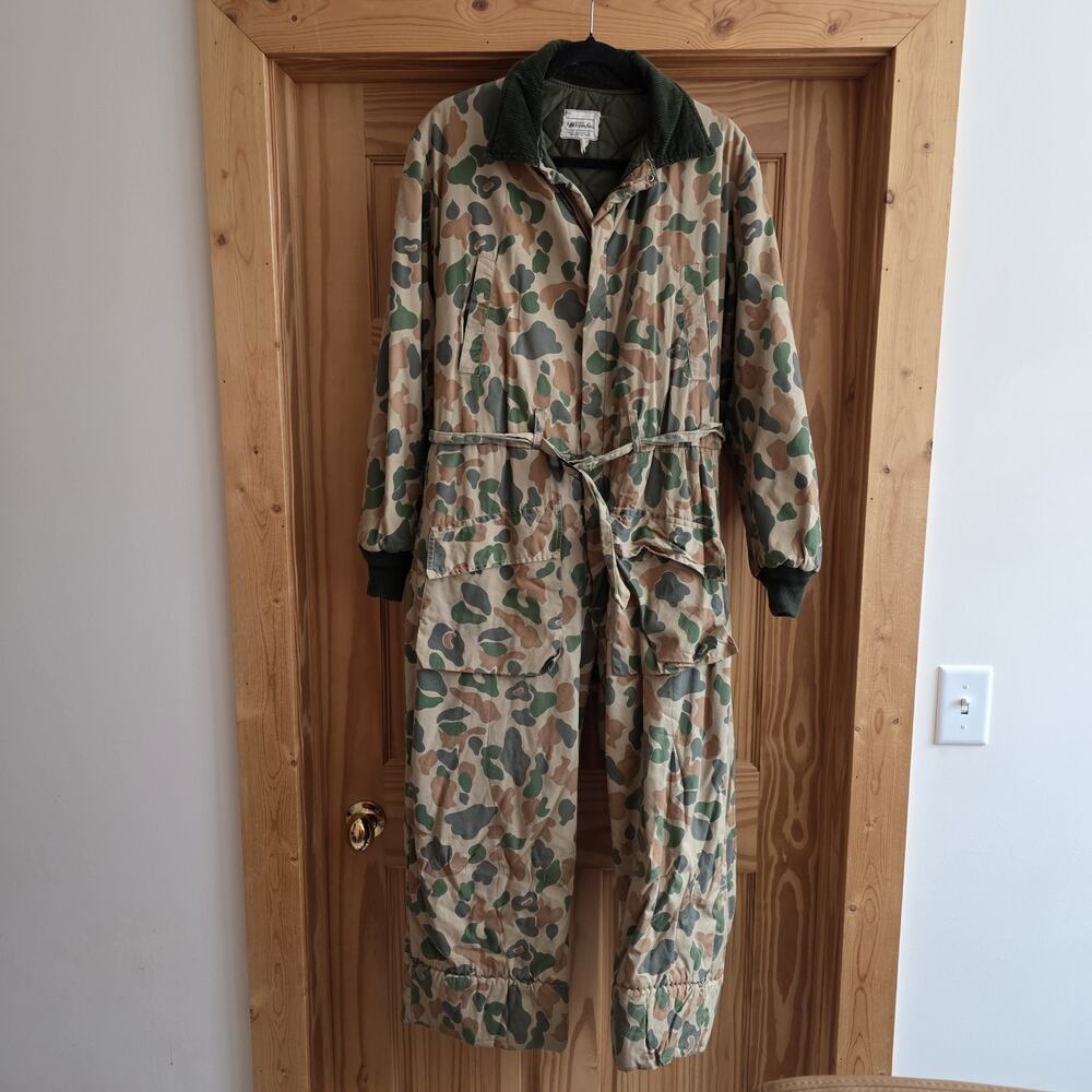 VTG 70s 80s Western Field Duck Camo Men's XL Hunting Coveralls Montgomery Ward
